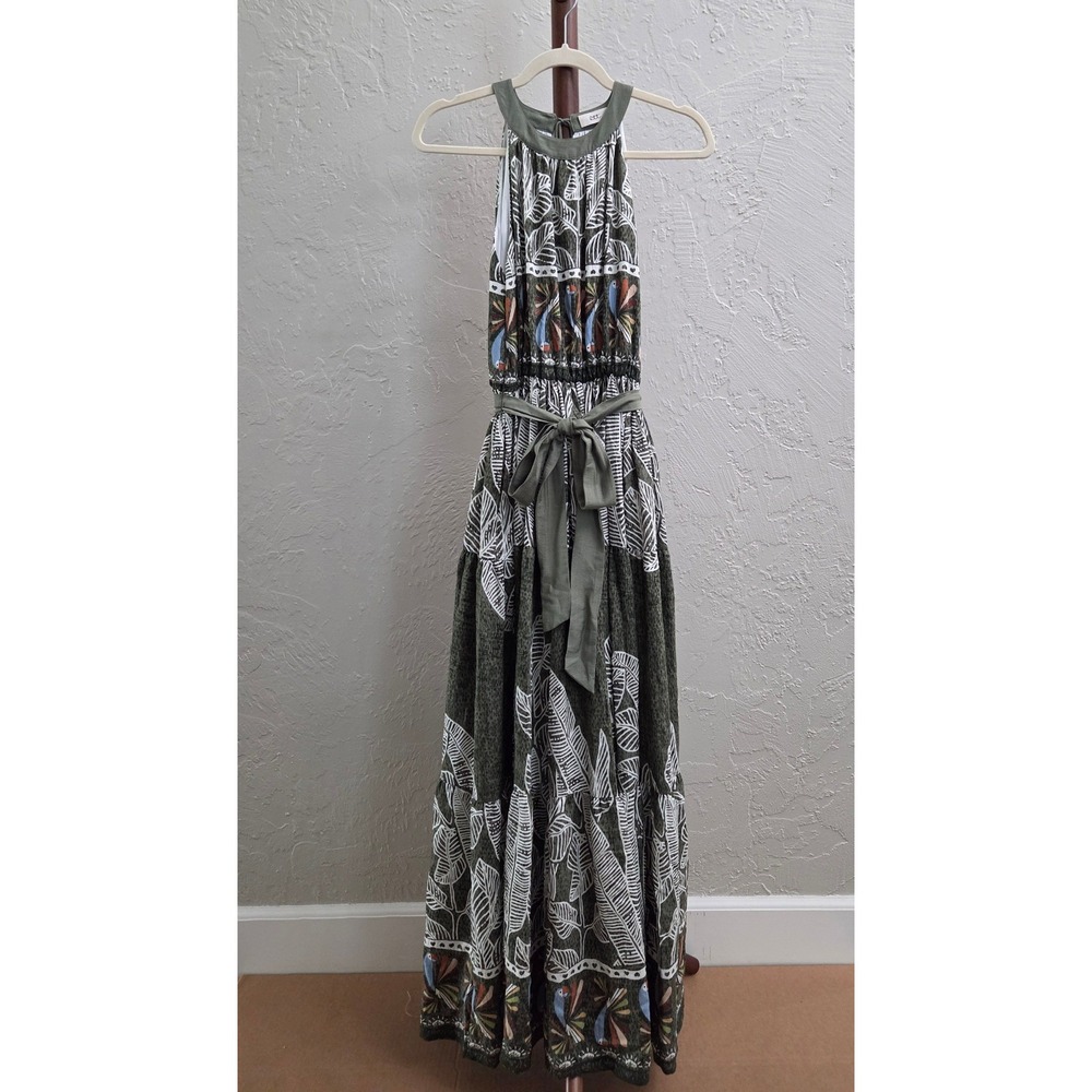 D140. Tropical Print Halter Maxi Dress‎